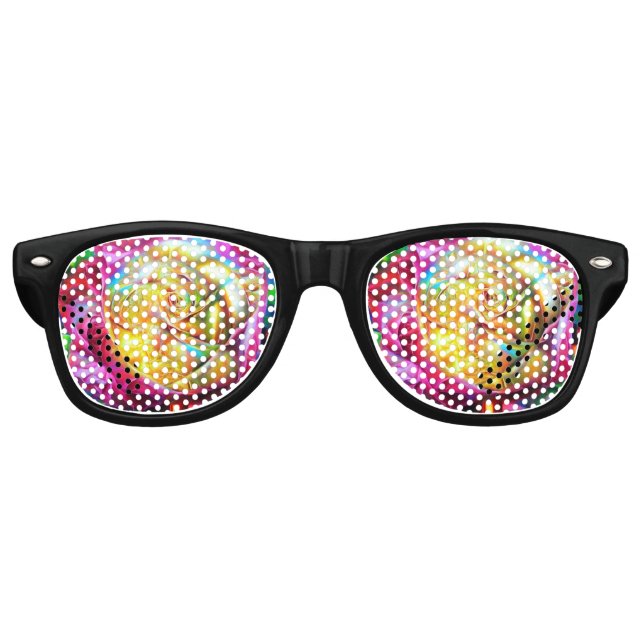 Psychedelic Rainbow Rose Retro Sunglasses (Front)