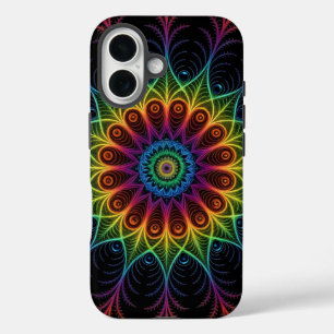 Psychedelic rainbow spectrum fractal swirl shape iPhone 16 case