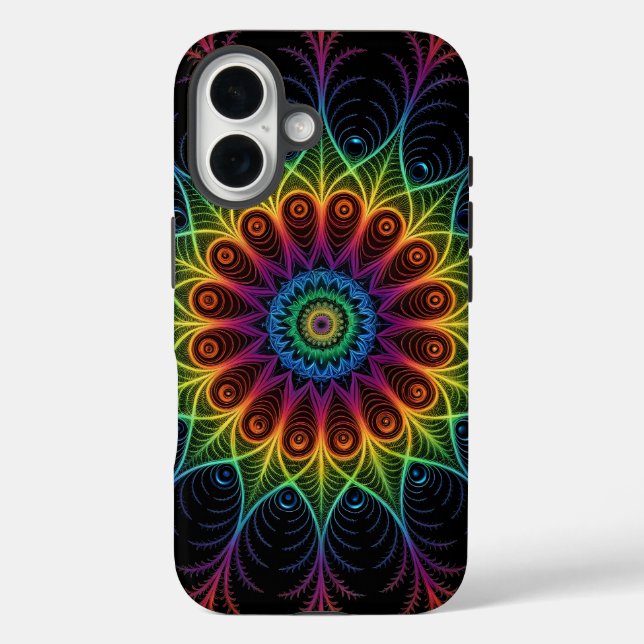 Psychedelic rainbow spectrum fractal swirl shape Case-Mate iPhone case (Back)