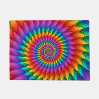 Psychedelic Rainbow Spiral Door Mat