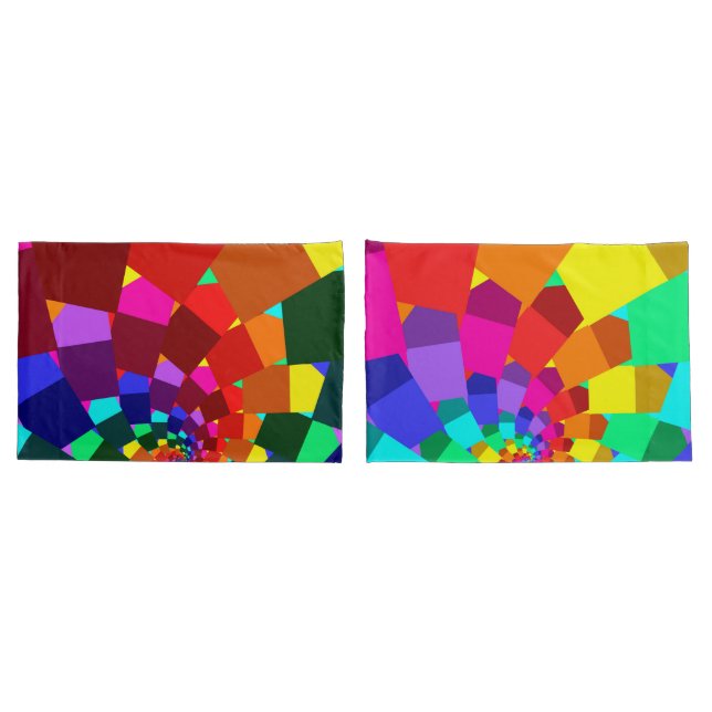 Psychedelic Rainbow Spiral Pillowcases (Back-Set)