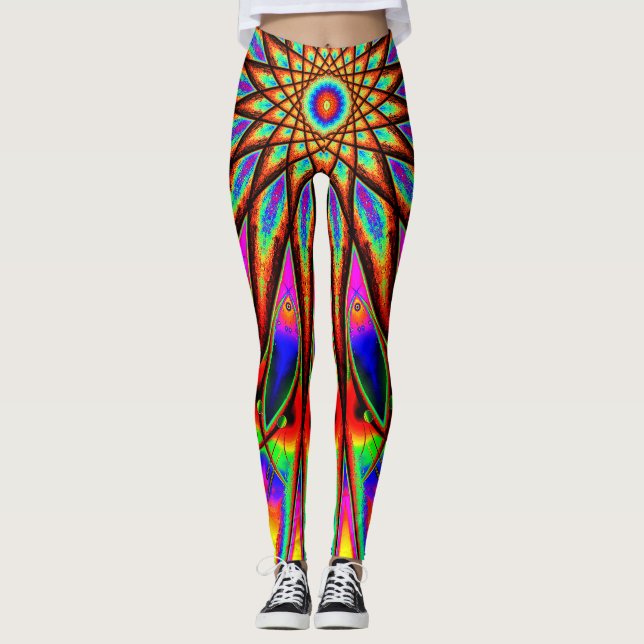 Psychedelic Rainbow Star Leggings (Front)