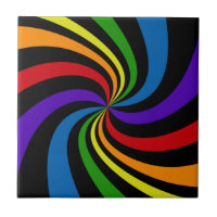 Psychedelic Rainbow Swirl Bold Black Abstract Wild