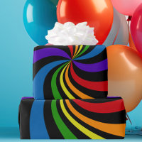 Psychedelic Rainbow Swirl Bold Black Abstract Wild
