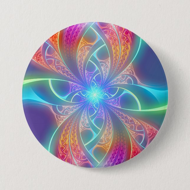 Psychedelic Rainbow Swirls Fractal Pattern 7.5 Cm Round Badge (Front)