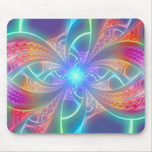 Psychedelic Rainbow Swirls Fractal Pattern Mouse Pad