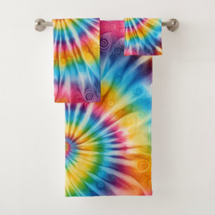Psychedelic Rainbow Tie Dye Towel Set