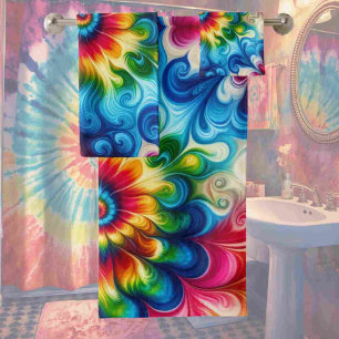 Psychedelic Rainbow Tie Dye Towel Set