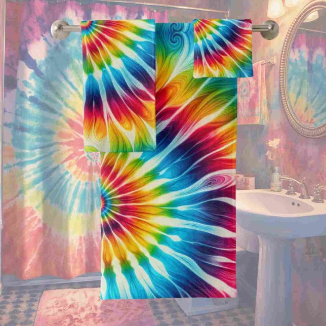 Psychedelic Rainbow Tie Dye Towel Set (Creator Uploaded)
