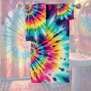 Psychedelic Rainbow Tie Dye Towel Set