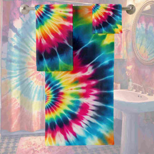 Psychedelic Rainbow Tie Dye Towel Set