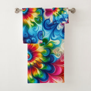 Psychedelic Rainbow Tie Dye Towel Set