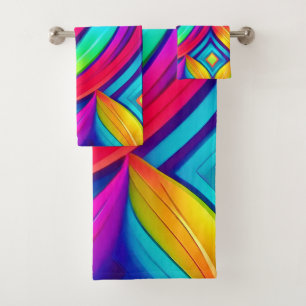 Psychedelic Rainbow Vortex Bath Towel Set