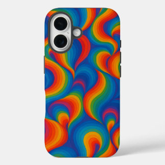 Psychedelic Rainbow Waves iPhone 16 Case