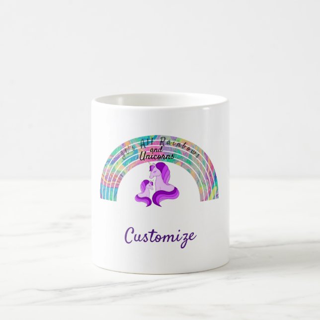 Psychedelic Rainbows and Unicorns Thunder_Cove  Coffee Mug (Center)
