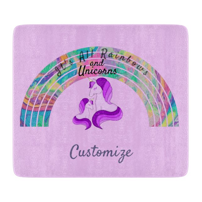 Psychedelic Rainbows and Unicorns Thunder_Cove  Cutting Board (Front)