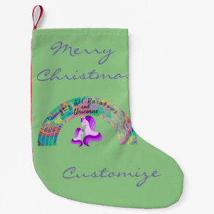 Psychedelic Rainbows and Unicorns Thunder_Cove  Small Christmas Stocking