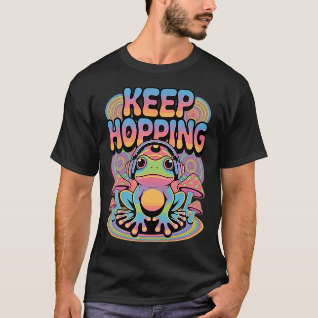 Psychedelic Rave Frog Mushroom T-Shirt (Front)