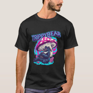 Psychedelic Raving Trippy Bear With Mushrooms Rave T-Shirt