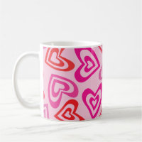 Psychedelic Red and Pink Retro Hearts