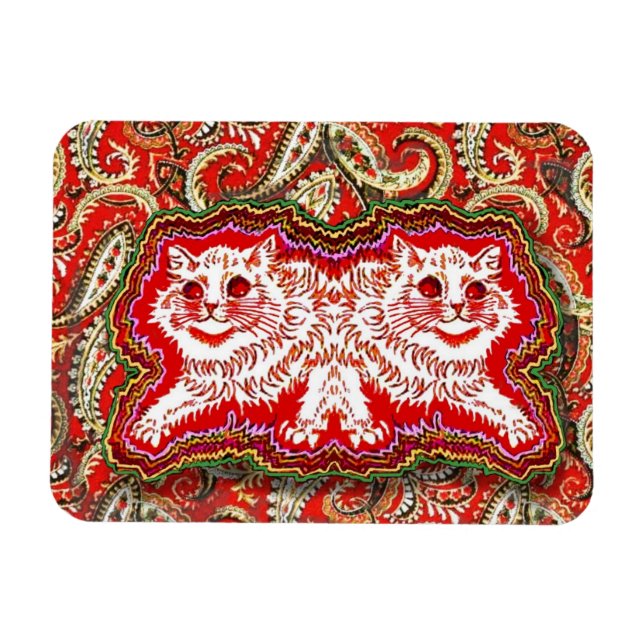 Psychedelic Red Cats (by Louis Wain) Magnet (Horizontal)