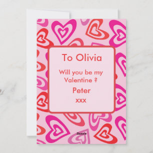 Psychedelic Red Pink Hearts Valentine's day Custom Holiday Card