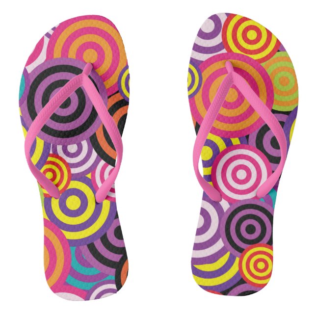 Psychedelic Retro 60s Spirals Circles Design Jandals (Footbed)