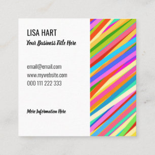 Psychedelic Retro Candy Rainbow Striped Pattern  Square Business Card