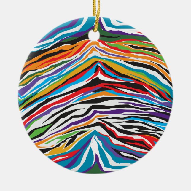 Psychedelic  Retro Ceramic Tree Decoration (Front)