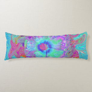 Psychedelic Retro Rainbow Blue Hibiscus Body Cushion