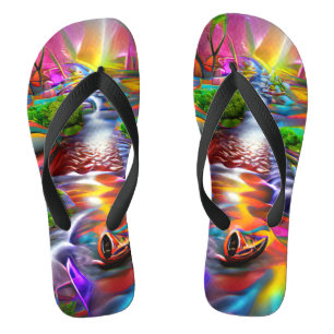 Psychedelic River Landscape Nature Custom Created  Jandals