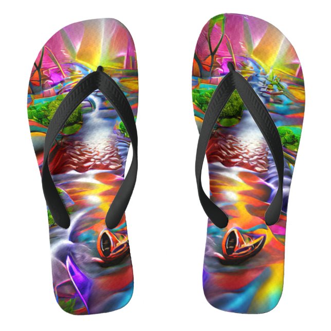 Psychedelic River Landscape Nature Custom Created  Jandals (Footbed)