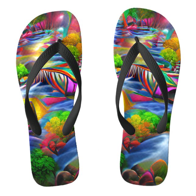 Psychedelic River Landscape Nature Custom Created  Jandals (Footbed)
