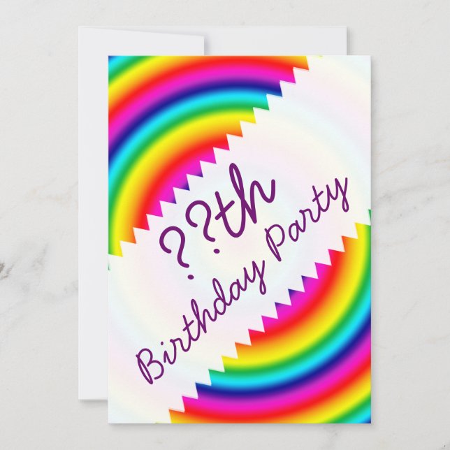 Psychedelic Round Circles Rainbow Birthday Invitation (Front)