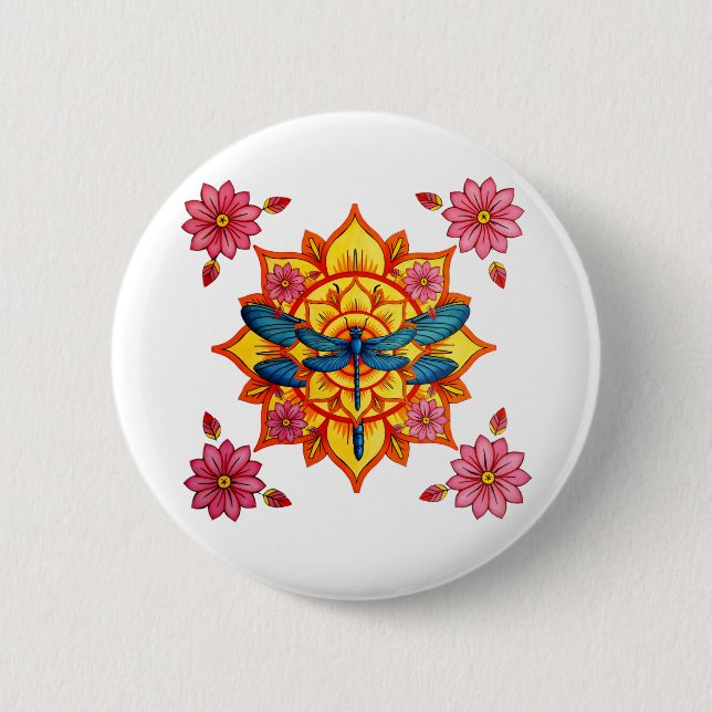 Psychedelic Sacred Geometry Mandala Insect Nature  6 Cm Round Badge (Front)