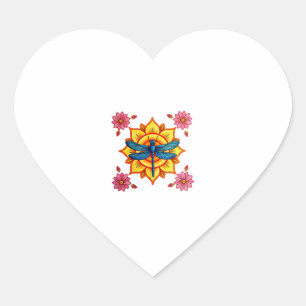 Psychedelic Sacred Geometry Mandala Insect Nature  Heart Sticker