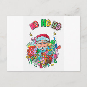 Psychedelic Santa Holiday Postcard