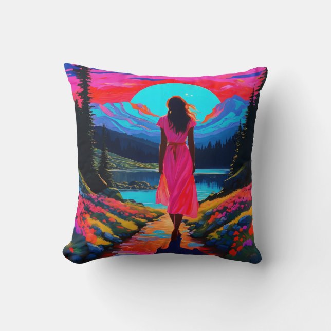 Psychedelic Scottish Landscape  Cushion (Front)