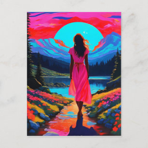 Psychedelic Scottish Landscape Postcard