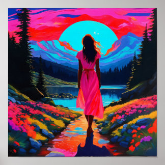 Psychedelic Scottish Landscape Poster