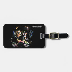 Psychedelic Scuba Diving Diver Diving Suit Mask Luggage Tag