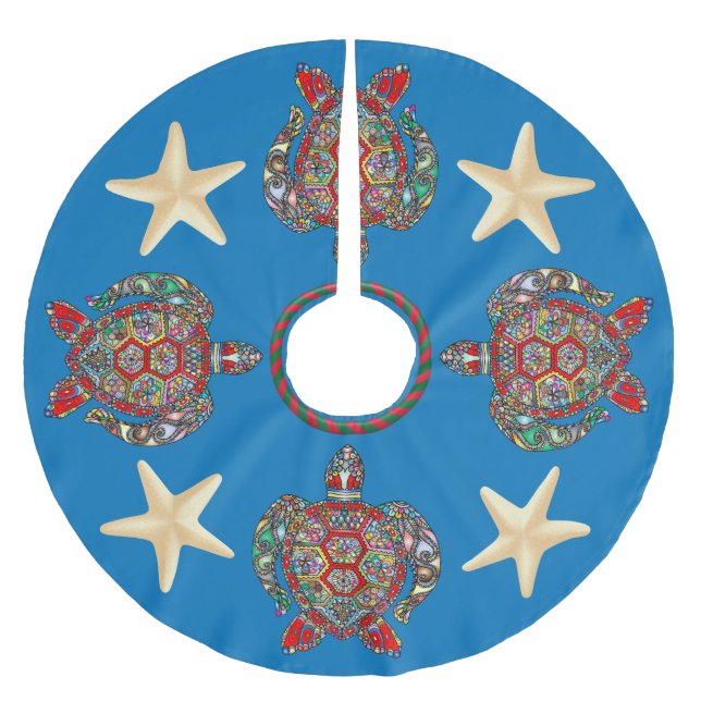 Psychedelic Sea Turtle Art Tree Skirt (Front)