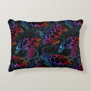 Psychedelic Sea Turtle: Boho Ocean Decorative Cushion
