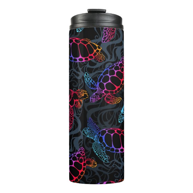 Psychedelic Sea Turtle: Boho Ocean Thermal Tumbler (Front)