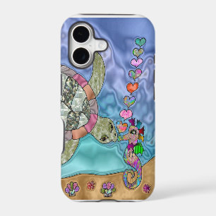 Psychedelic Sea Turtle Seahorse Art