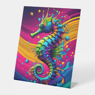 Psychedelic Seahorse Canvas – Vibrant Ocean Wall A Pedestal Sign