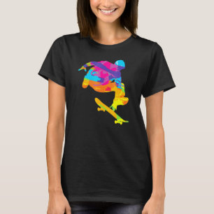 Psychedelic Skateborder Retro Colour Art Skateboar T-Shirt