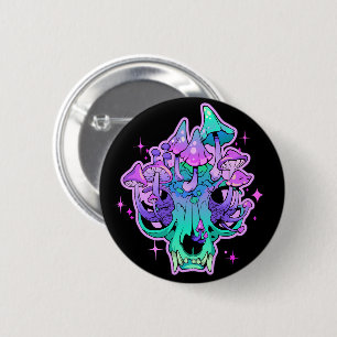 Psychedelic skull  6 cm round badge