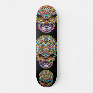 Psychedelic Skull Art Design Skateboard