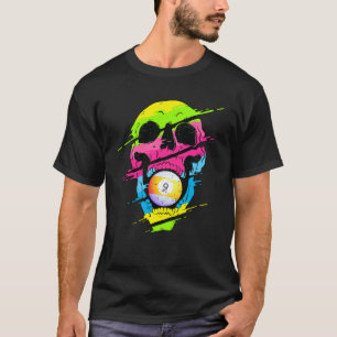 Psychedelic Skull Billiards Colourful T-Shirt